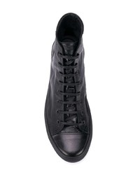 schwarze hohe Sneakers aus Leder von Saint Laurent