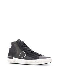 schwarze hohe Sneakers aus Leder von Philippe Model Paris