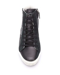 schwarze hohe Sneakers aus Leder von Philippe Model Paris