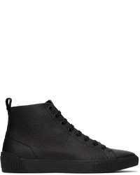 schwarze hohe Sneakers aus Leder von Hugo