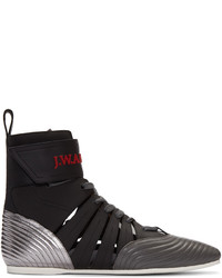 schwarze hohe Sneakers aus Leder von J.W.Anderson