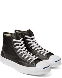 schwarze hohe Sneakers aus Leder von Converse