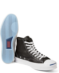 schwarze hohe Sneakers aus Leder von Converse