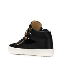 schwarze hohe Sneakers aus Leder von Giuseppe Zanotti Design