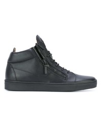 schwarze hohe Sneakers aus Leder von Giuseppe Zanotti Design