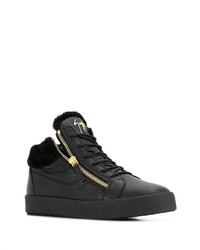 schwarze hohe Sneakers aus Leder von Giuseppe Zanotti