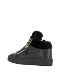 schwarze hohe Sneakers aus Leder von Giuseppe Zanotti