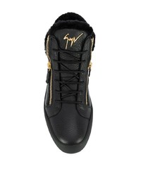 schwarze hohe Sneakers aus Leder von Giuseppe Zanotti