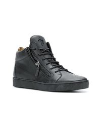 schwarze hohe Sneakers aus Leder von Giuseppe Zanotti Design