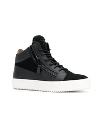 schwarze hohe Sneakers aus Leder von Giuseppe Zanotti Design