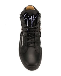 schwarze hohe Sneakers aus Leder von Giuseppe Zanotti Design