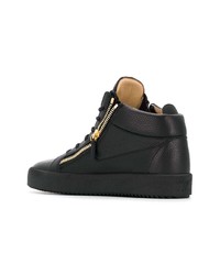 schwarze hohe Sneakers aus Leder von Giuseppe Zanotti Design