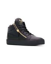 schwarze hohe Sneakers aus Leder von Giuseppe Zanotti Design