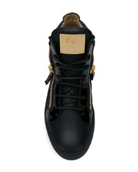 schwarze hohe Sneakers aus Leder von Giuseppe Zanotti Design