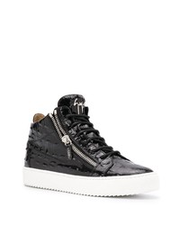 schwarze hohe Sneakers aus Leder von Giuseppe Zanotti