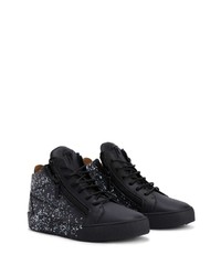 schwarze hohe Sneakers aus Leder von Giuseppe Zanotti