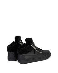 schwarze hohe Sneakers aus Leder von Giuseppe Zanotti