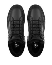 schwarze hohe Sneakers aus Leder von Giuseppe Zanotti