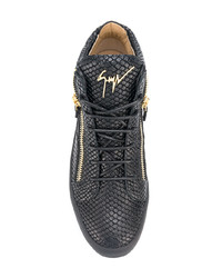 schwarze hohe Sneakers aus Leder von Giuseppe Zanotti Design