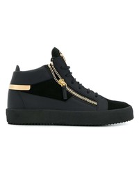 schwarze hohe Sneakers aus Leder von Giuseppe Zanotti Design