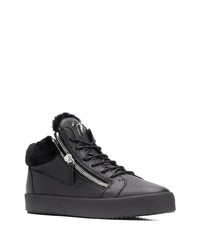 schwarze hohe Sneakers aus Leder von Giuseppe Zanotti