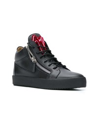 schwarze hohe Sneakers aus Leder von Giuseppe Zanotti Design