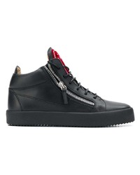 schwarze hohe Sneakers aus Leder von Giuseppe Zanotti Design