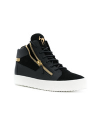 schwarze hohe Sneakers aus Leder von Giuseppe Zanotti Design