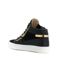 schwarze hohe Sneakers aus Leder von Giuseppe Zanotti Design