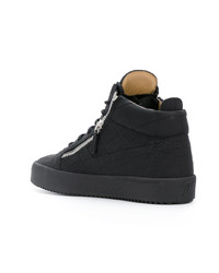 schwarze hohe Sneakers aus Leder von Giuseppe Zanotti Design