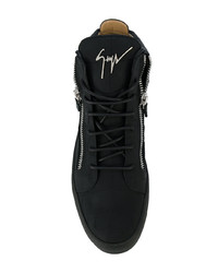 schwarze hohe Sneakers aus Leder von Giuseppe Zanotti Design