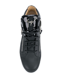 schwarze hohe Sneakers aus Leder von Giuseppe Zanotti Design