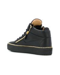 schwarze hohe Sneakers aus Leder von Giuseppe Zanotti Design