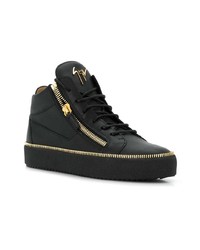 schwarze hohe Sneakers aus Leder von Giuseppe Zanotti Design