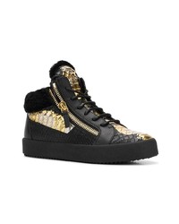 schwarze hohe Sneakers aus Leder von Giuseppe Zanotti Design