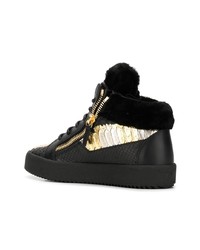 schwarze hohe Sneakers aus Leder von Giuseppe Zanotti Design