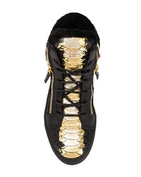 schwarze hohe Sneakers aus Leder von Giuseppe Zanotti Design