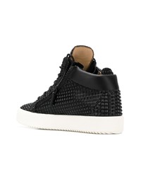 schwarze hohe Sneakers aus Leder von Giuseppe Zanotti Design