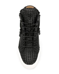 schwarze hohe Sneakers aus Leder von Giuseppe Zanotti Design