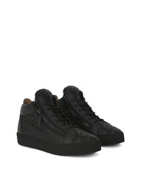 schwarze hohe Sneakers aus Leder von Giuseppe Zanotti