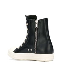 schwarze hohe Sneakers aus Leder von Rick Owens