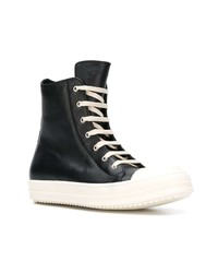 schwarze hohe Sneakers aus Leder von Rick Owens