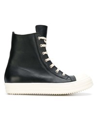 schwarze hohe Sneakers aus Leder von Rick Owens