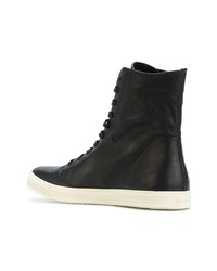 schwarze hohe Sneakers aus Leder von Rick Owens