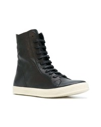 schwarze hohe Sneakers aus Leder von Rick Owens