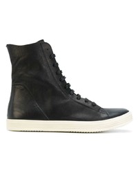 schwarze hohe Sneakers aus Leder von Rick Owens