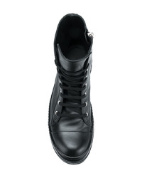 schwarze hohe Sneakers aus Leder von Rick Owens