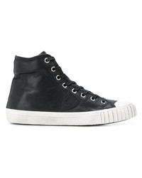 schwarze hohe Sneakers aus Leder von Philippe Model