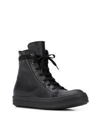 schwarze hohe Sneakers aus Leder von Rick Owens