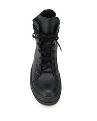 schwarze hohe Sneakers aus Leder von Rick Owens